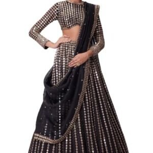 Omkar Tex's Faux georgette bridal lehenga choli with dupatta set for women