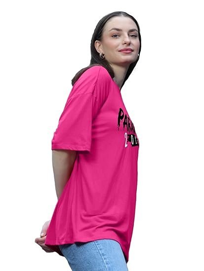 LEOTUDE Women Cottonblend Half Sleeve Oversized Regular Fit T-Shirts