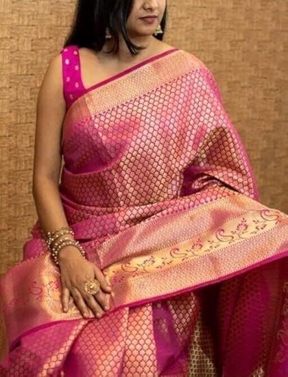 Women's Kanjivaram Soft Silk Saree With Blouse Piece - Image 2