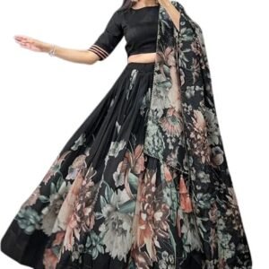 Zaalima Fashion® Art Silk Lehenga Choli Set, Dusty Pink, Sleeveless Round Neck, Solid Pattern, Free Size