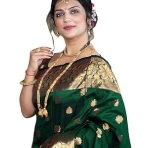 C J Enterprise Women's Pure Kanjivaram Silk Saree Soft Banarasi Style Wedding With Blouse Piece