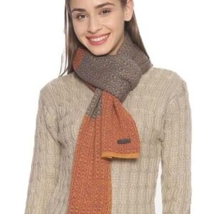 513 Women's Acrylic Woolen Color Block Casual Warm Winter Wear Muffler Scarf Stole