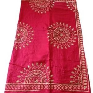 Womens Saree Handloom Gajji Sambalpuri Silk Bandhnai Printed Gotta Work Pink Rani