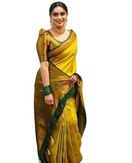 Women's Fancy Banarasi Kanjivaram Art Silk Saree with Blouse Pieces||Yellow Coloured Kanjivaram Saree|| AZ-YS-OG-YUKTI YELLOW - Image 5