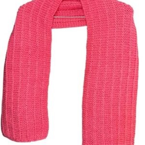 Knitted Winter Muffler Scarf, Coral Pink, Ribbed Pattern