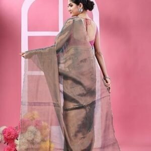 TANTLOOM Women's Soft Solid Tissue Cotton Silk Handloom Cotton Silk Saree