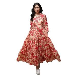 BIBA Women Cotton Tiered Printed Dress