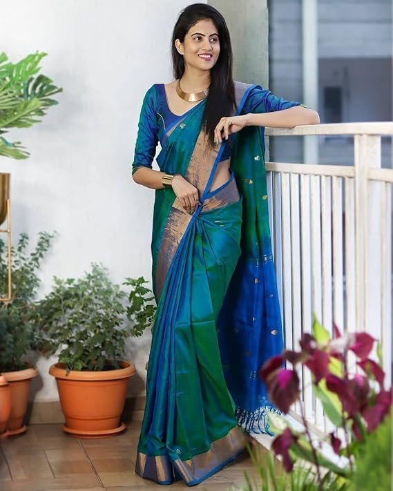 SGF10- Women's Kanjivaram Woven Soft Silk Saree With Blouse Piece - Image 3