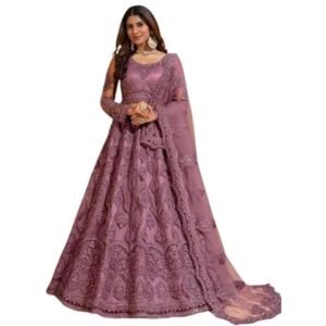 ZAALIMA FASHION Women's Semi Stitched satin blend Lehenga Choli with Embroidered Pattern Unstitched Blouse and Dupatta Set | Women's Lehenga Cholis