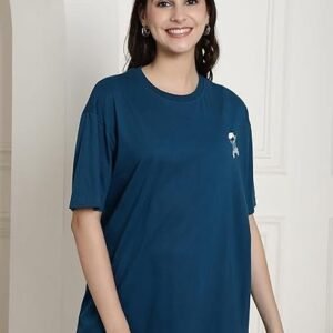 Fabflee Pure Cotton Oversized Baggy Fit Drop Shoulder Latest Aesthetic & Cool Graphic Printed Half Sleeve Tshirt for Women |Trendy Tees |Casual Loose Korean T-Shirt