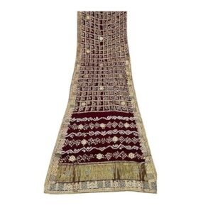 Traditional Bandhani Pure Gaji Saree Maroon || Geometric Pattern || Printed Saree Brand: Generic Traditional Bandhani Pure Gaji Saree Maroon