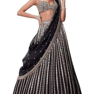 Omkar Tex's Black color Bridal Lehenga choli with Dupatta Set For Women