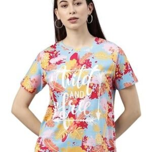 JUNEBERRY® 100% Pure Cotton Regular Fit All Over Printed Half Sleeve T-Shirt for Women & Girls (Available in Plus Sizes)