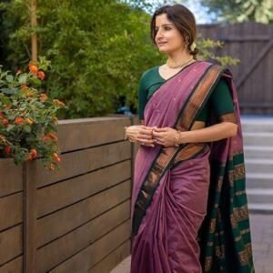 SGF11 Women's Kanjivaram Soft Cotton Linen Silk Saree With Blouse Piece
