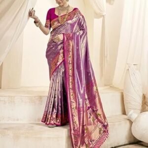IRIL Women's Tissue Silk Saree | Sari for Women | Paithani Soft Silk Sarees With Unstitched Blouse Piece