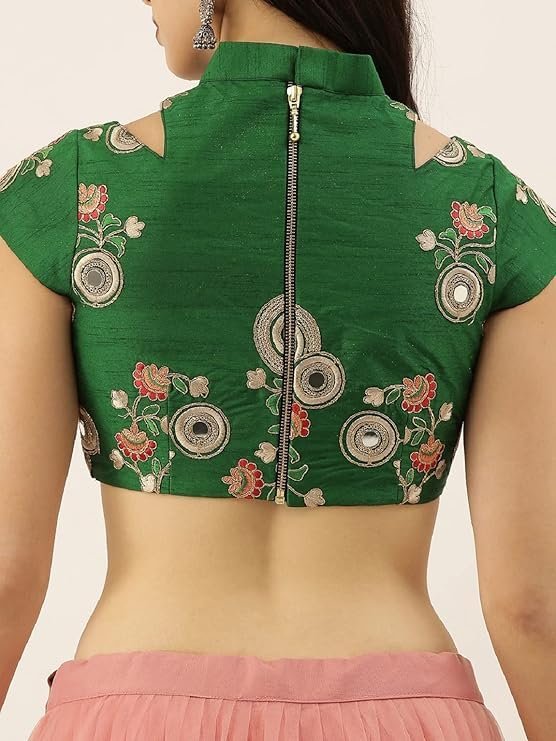 Divine International Trading Co Women's Net Embroidered Semi-Stitched Lehenga Choli with Dupatta (Peach-Wedding-Girlish-Latest-Lehenga; Free Size;7315) - Image 4