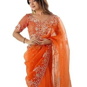 SIRIL Women's Organza Sequence Embroidery Saree