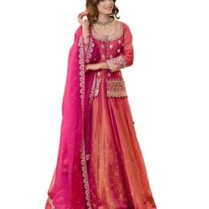WONAARI Traditional Embroidered Lehenga Choli Set | Bridal Wear, Heavy Sequin Work.