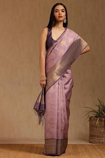 Soch Womens Lavender Tussar Zari Woven Saree With Zari Woven - Image 3