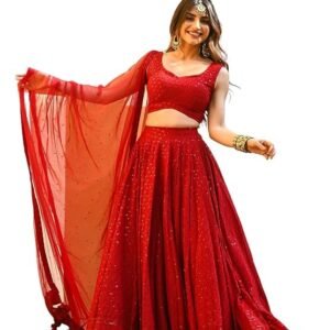 Zeel Clothing Women's Sequins Thread Embroidered Georgette Semi Stitched Lehenga Choli With Dupatta (5124-Women-Lehenga-Choli-Latest)