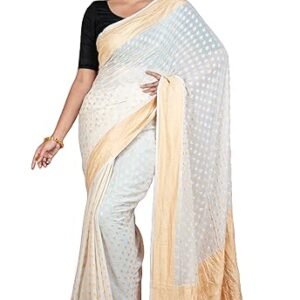 Bengal Looms India - Handwoven Nakshi Skirt Border Khaddi Georgette Banarasi Saree