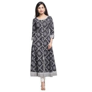 Yash Gallery Women's Cotton Relaxed Fit Anarkali Bandhej Printed Kurta