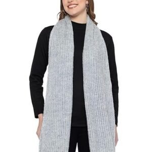 513 Women's Acrylic Woolen Solid Self Design Casual Warm Winter Wear Muffler Scarf Stole