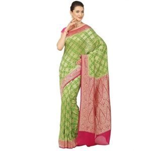 Banarasi Silk Works Women's Green Pure Khaddi Saree