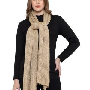 513 Women's Acrylic Woolen Solid Self Design Casual Warm Winter Wear Muffler Scarf Stole