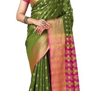 Sugathar Women's Banarasi Saree Pure Kanjivaram Silk Saree Soft new ladies 2023 Design Wear Pattu Sarees Latest Party Sari collections With Blouse Piece for Wedding sadi (SAM PARI S-6)