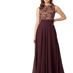 Miss Chase Women's Brick Red & Dusty Green Boat Neck Sleeveless Self Design Lace Overlaid Regular Dress