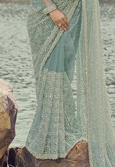 Suha Womens Net Saree | Women's Traditional Ethnic Wear Saree - Image 4