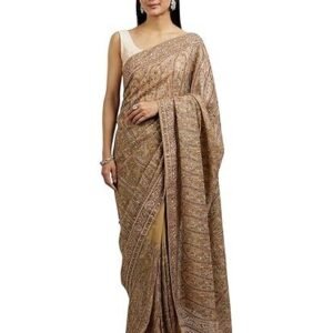 MOHEY Women's Georgette Thread & Stone Work Saree with Blouse Piece