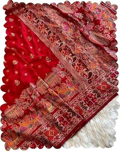 Veglari Women's Kanjivaram Kanchi Pattu Pashmina Silk Rajwadi Print Weving With Kashmiri Thred And Fancy Tassle Silk Saree - Image 4