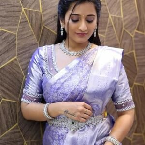 DJ Enterprise Women's Banarasi Saree Pure Kanjivaram Style Silk Saree With Blouse Piece for Wedding (Shiv-1)