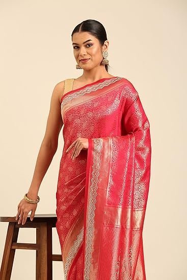 MOHEY Women's Art Silk Embroidered|Zari Weave Saree - Image 3
