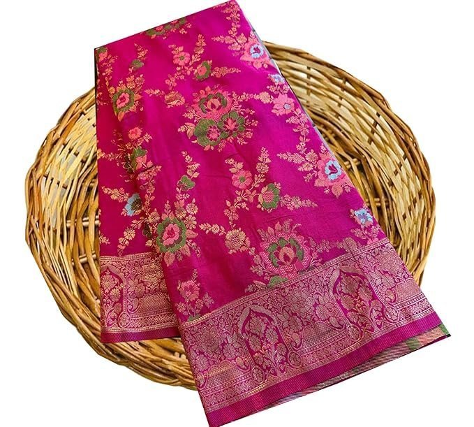 VASTTRAM Women's Mahewari Pure Georgette Kanjivaram Kanchipuram Copper Zari Silk Saree - Image 3