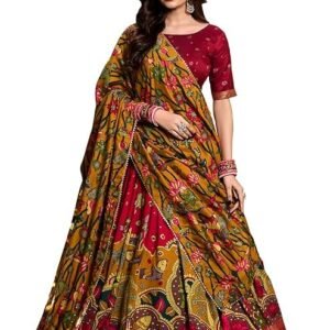 LooknBook Art Women's Wedding Special Tussar Silk With Kalamkari Print Lehenga Choli