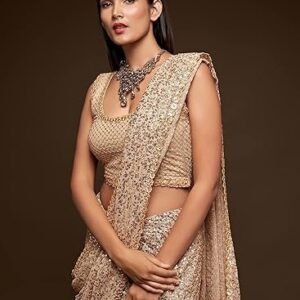 Zeel Clothing Women's Sequins Work Heavy Georgette Saree with Blouse