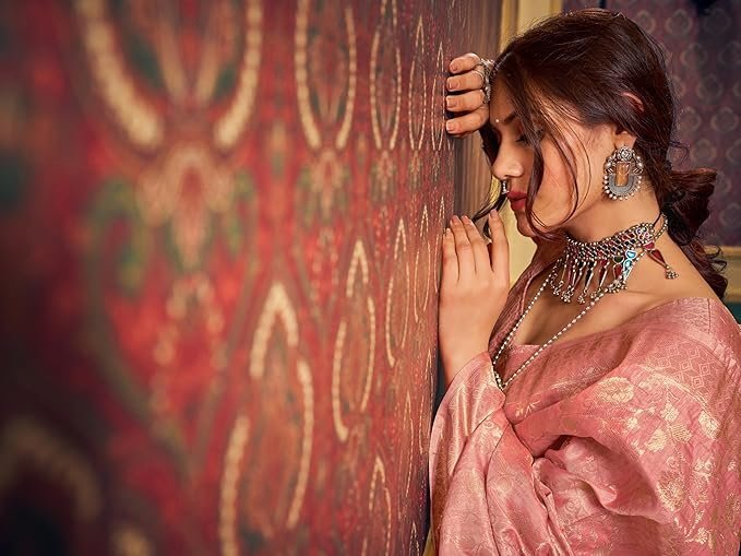 banarasi silk saree Zari Woven for festival Wedding silk with rich pallu Design sarees for women with Unstitched blouse piece - Image 2