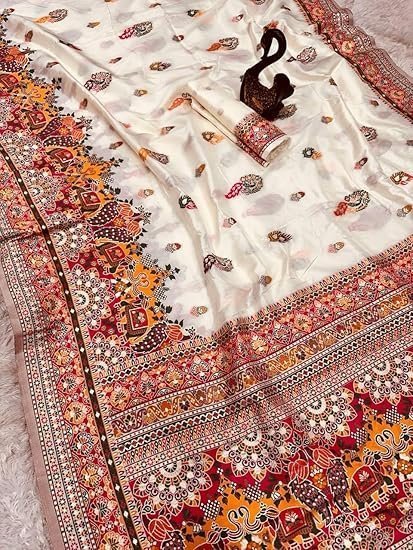 SWORNOF Women's kanjivaram banarasi silk saree for Patola festival Wedding silk with rich pallu Design sarees - Image 3