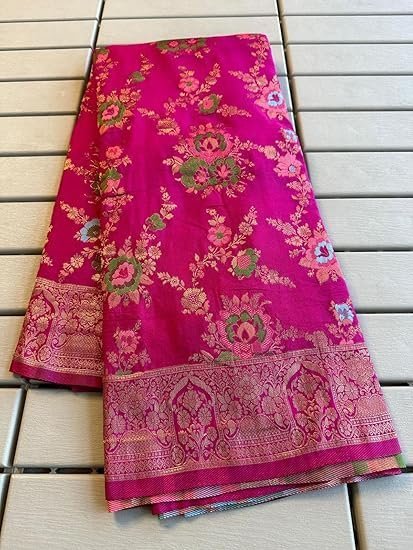 VASTTRAM Women's Mahewari Pure Georgette Kanjivaram Kanchipuram Copper Zari Silk Saree - Image 4