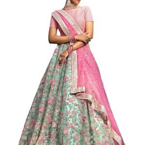 Zeel Clothing Women's Net Lehenga Choli Semi Stitched
