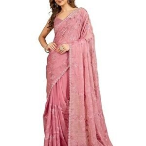 TRENDMALLS Women's Satin Embroidery Siroski work Saree
