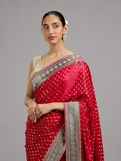 MOHEY Women's Art Silk Stone Work|Weave Saree - Image 3