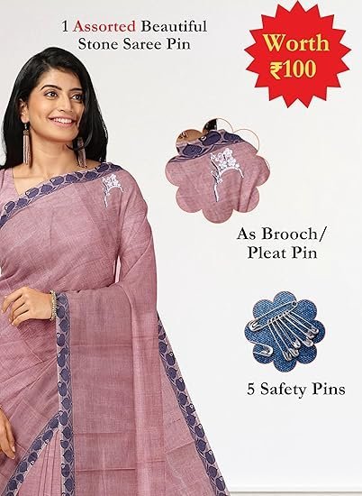 Women's Chettinad Cotton Saree with Blouse | Pure Cotton Sarees with Small Border | Soft, Comfort Sarees | Cotton Sarees Daily use All Occasion Wear - Image 4