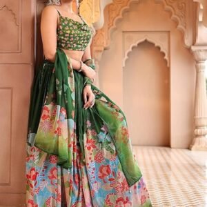 PURVAJA Women Georgette Semi-Stitched Lehenga Choli Set