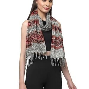 Weavers Villa Acro Wool Women's Muffler (MF-902,Grey Size: 34CM X 200CM)