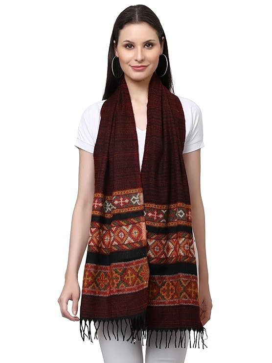 Weavers Villa Acro Wool Women's Muffler (MF-902,Maroon Size: 34CM X 200CM)