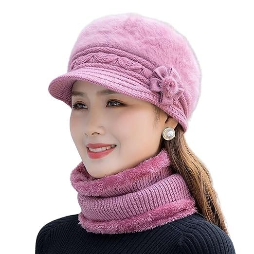 Tomorrow Women Winter Hat, Knit Beanie for Women, Winter Beret Hat, Beanie Set with Neck Warmer, Knit Hat and Scarf Set, Warm Beret for Women, Neck warmer set